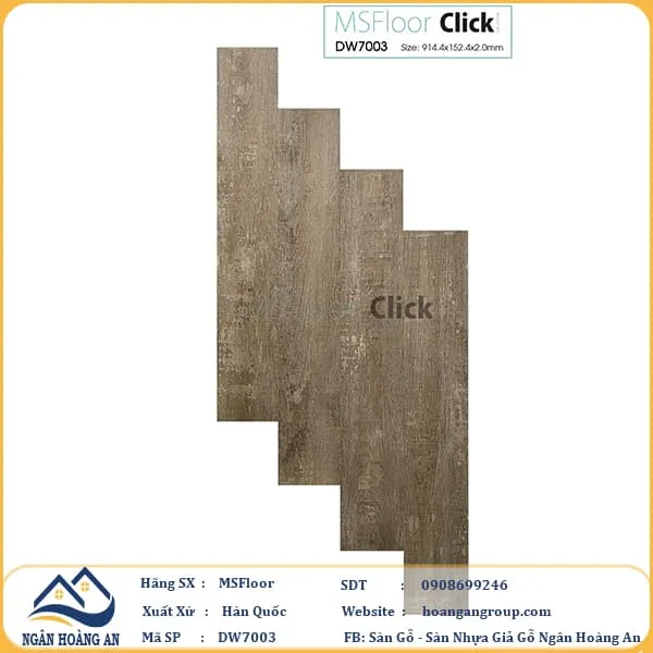  Sàn Nhựa Giả Gỗ Dán Keo MsFloor DW7003
